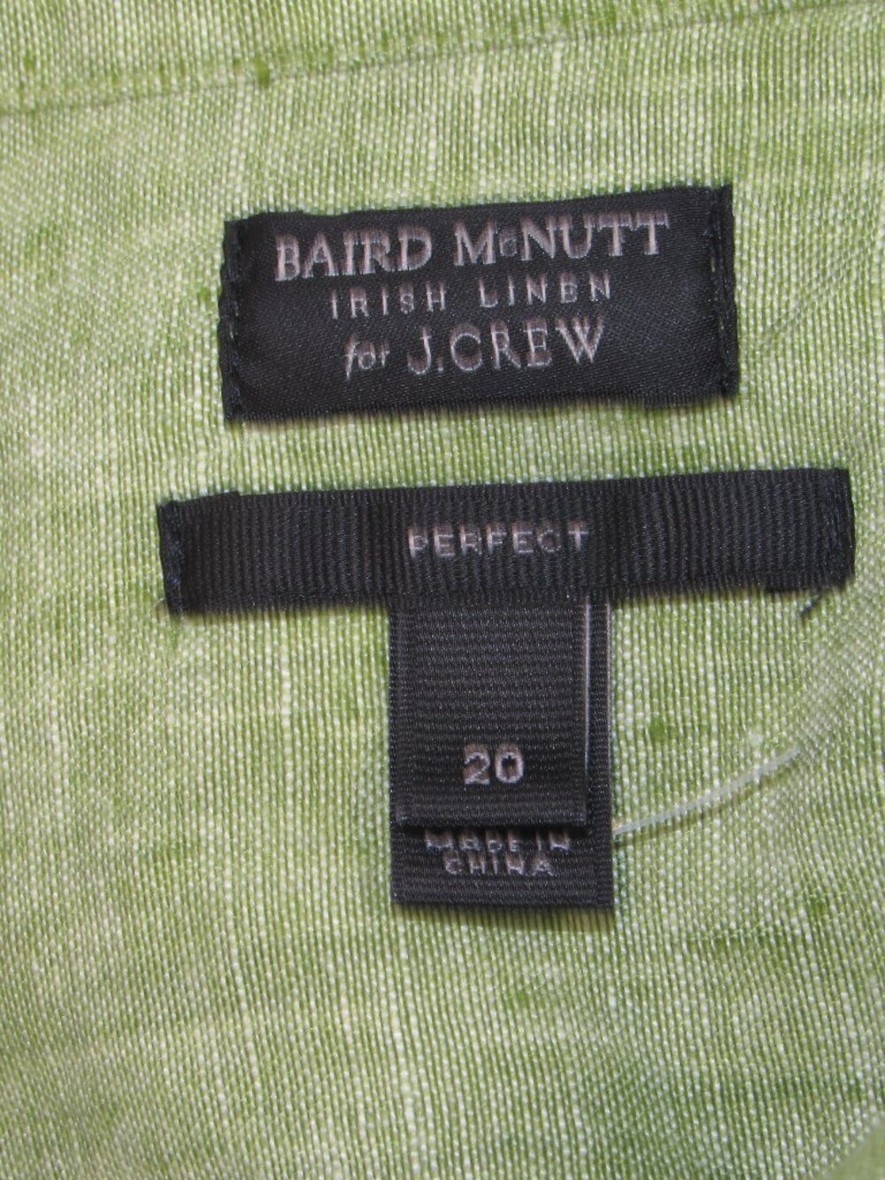 Baird McNutt J Crew 100% Irish Linen Shirt Women's sz 20 Slim Perfect Green Leaf - Picture 3 of 3